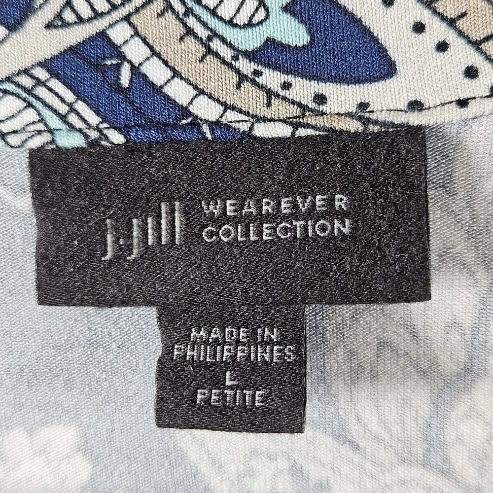 J. Jill Wearever T-Shirt Paisley Print Navy Blue Women's Size Large Petite - Picture 4 of 12